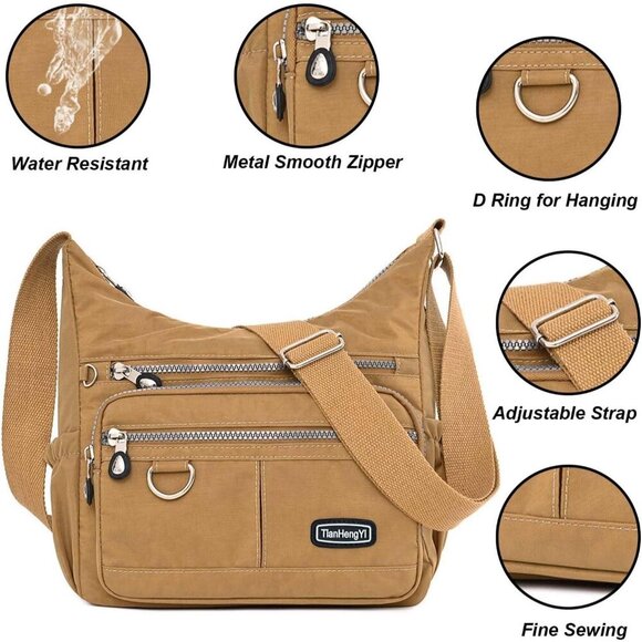 Tianhengyi Multi-Pocket Crossbody Bag for Women Waterproof Travel Shoulder Purse - Picture 4 of 6